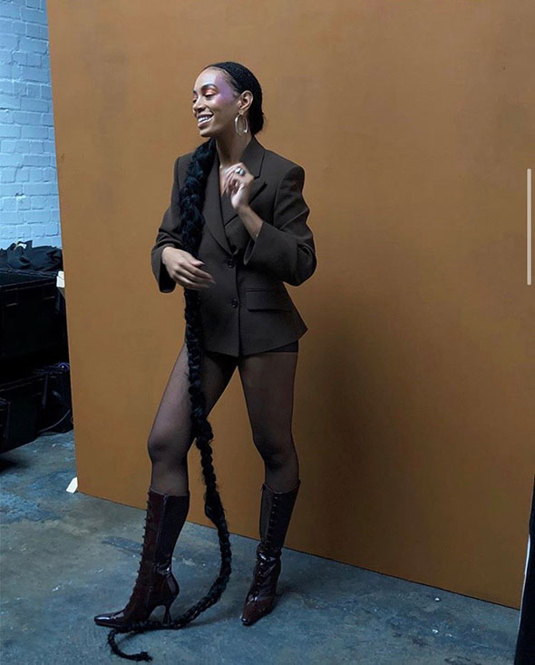 Solange wearing Stainless Lace-Up Boot